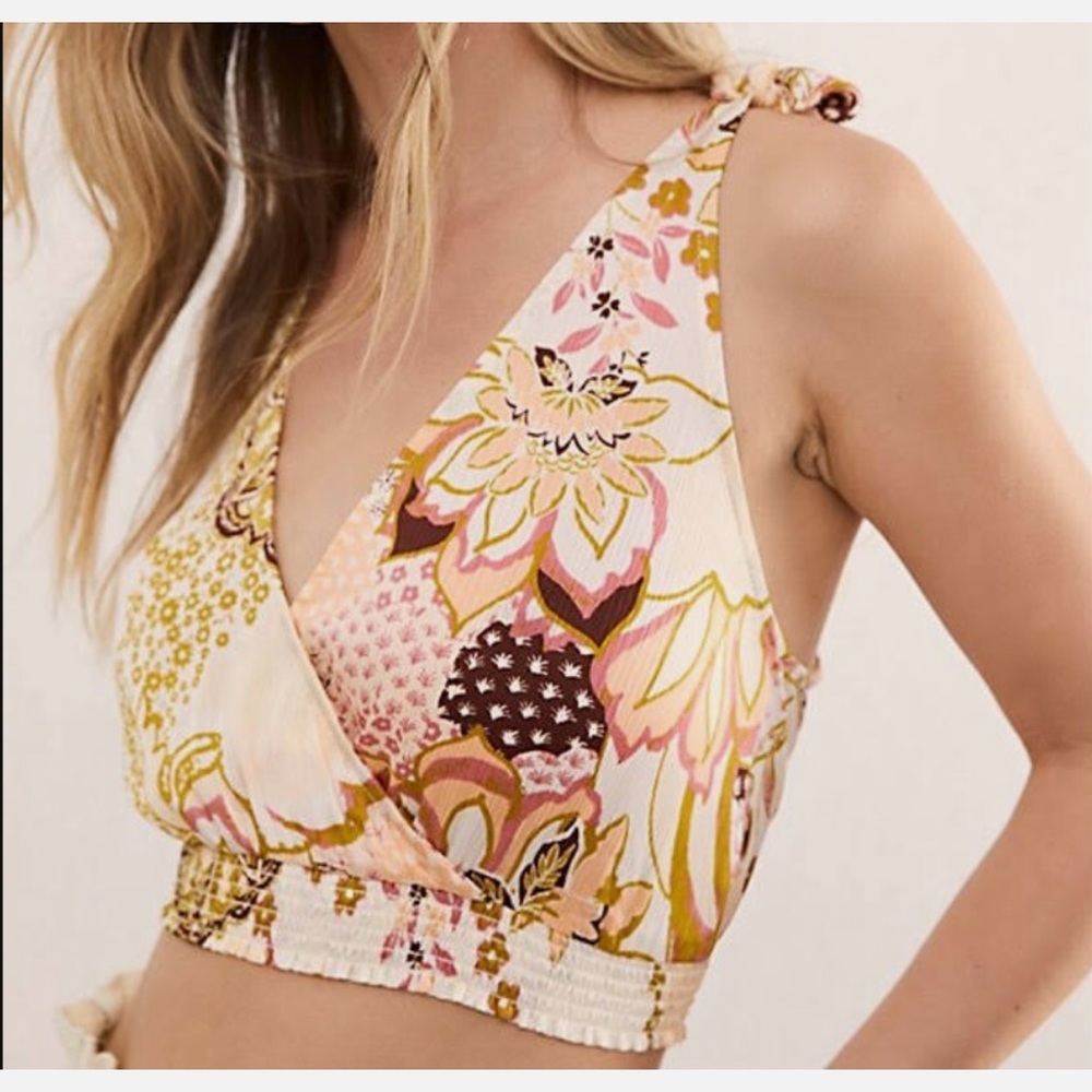 Intimately by Free People Weekend in Montauk floral tie-strap crop top